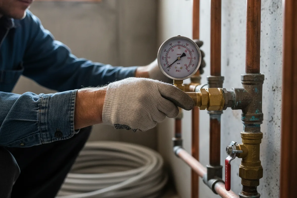 Pressure testing a repaired line during Water Line Repair in Scotts